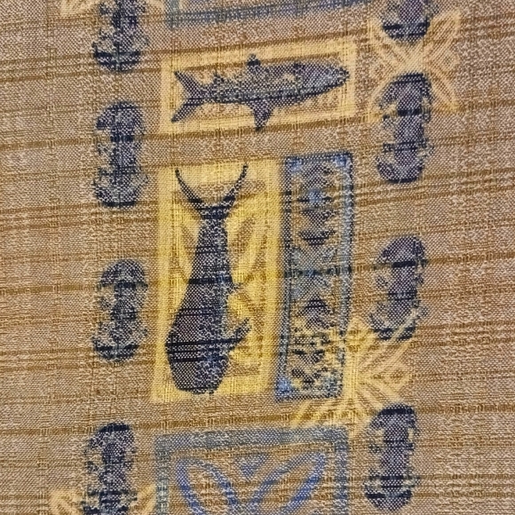 Exofficio Men's Medium Tan Blue Hawaiian Fishing S/S Button Down Vented Shirt - Picture 11 of 11